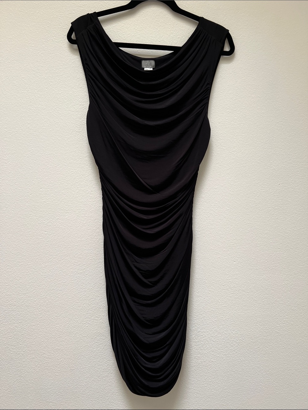 H&M Black Draped Sleeveless Midi Dress
